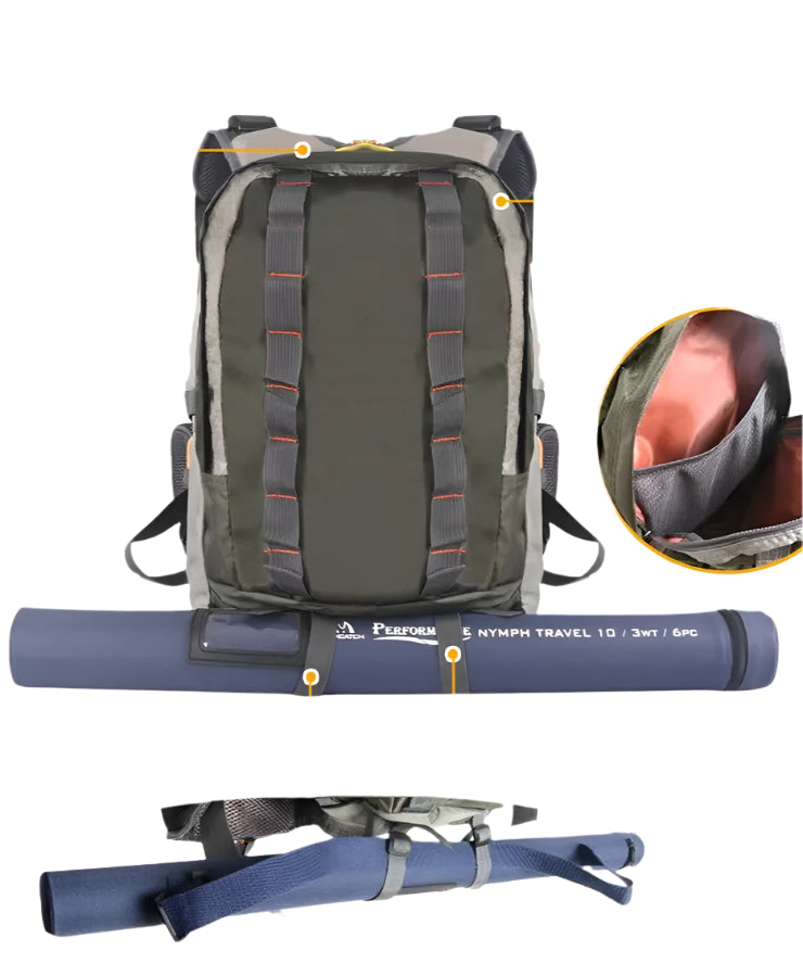 V-SBS Tactical Fly Fishing Vest and Backpack with Multifunctional Pockets for Outdoor Sports