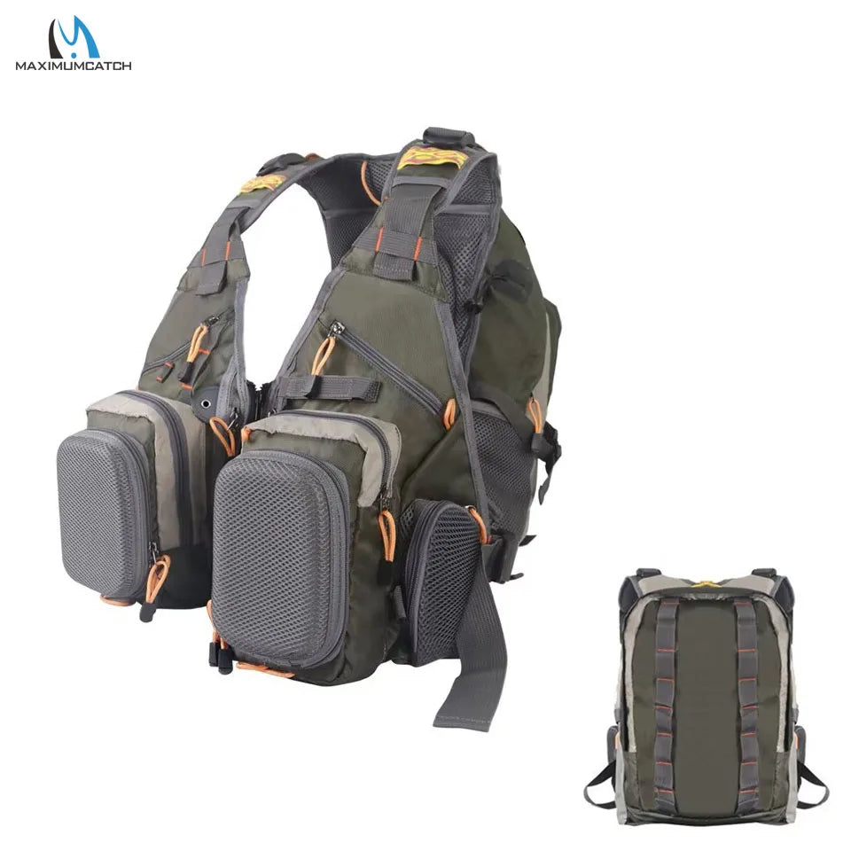 V-SBS Tactical Fly Fishing Vest and Backpack with Multifunctional Pockets for Outdoor Sports